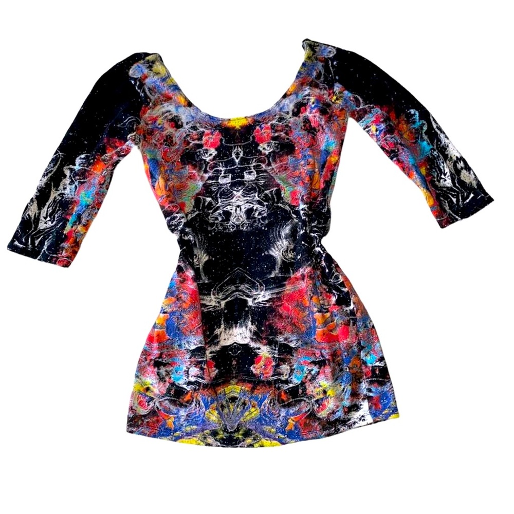 Rare Vintage Y2K Motel Rocks Acid Galaxy Scoop Neck Top 💕